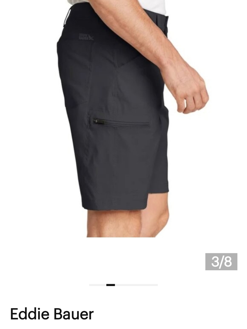 Eddie Bauer Men's Size 36 Charcoal Flat Front Rainier Performance Shorts. NWT - Picture 3 of 7